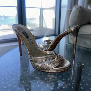 PRADA gold sandal heel backless 36.5